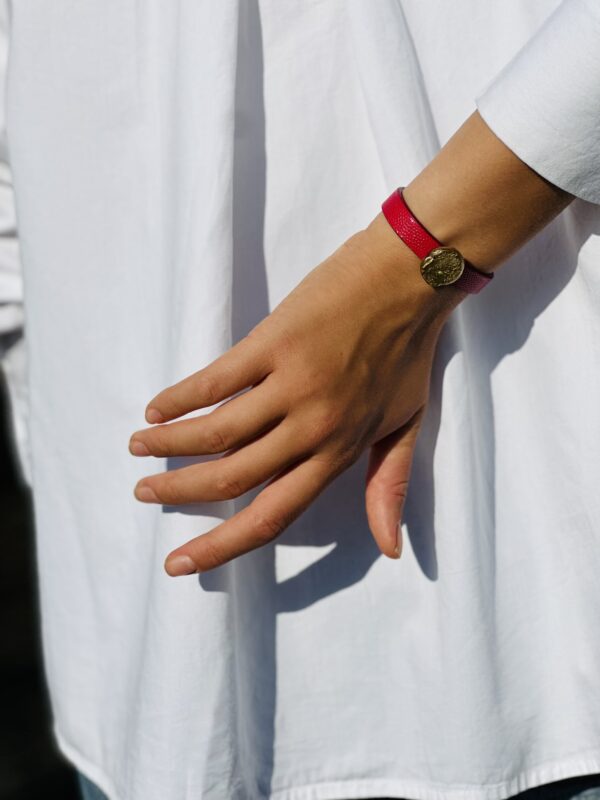 Bracelet Médaillon Rose fuchsia – Image 2